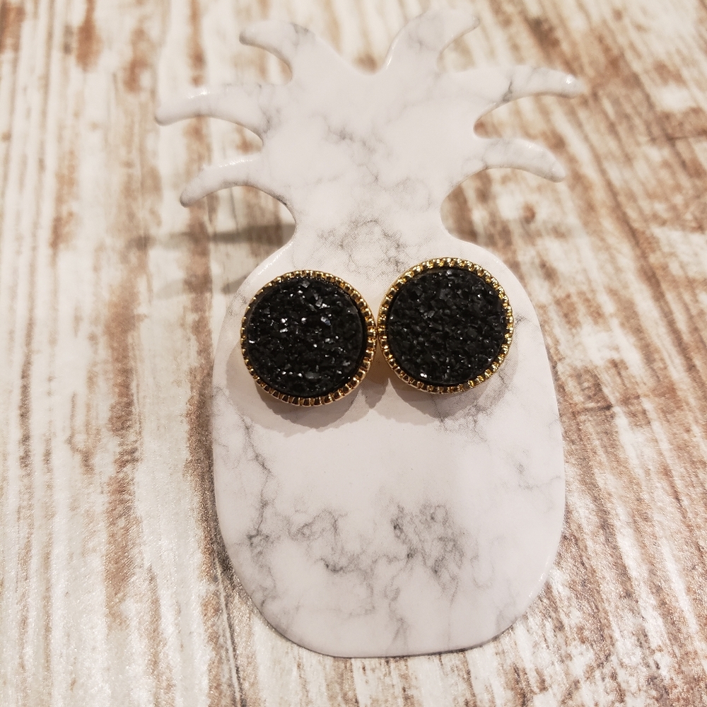 Women's Druzy Earrings : Black